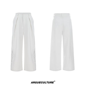 Relaxed Wide-Leg Embroidered Trousers | Avant-Garde - White Trousers