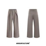 Relaxed Wide-Leg Embroidered Trousers | Avant-Garde - Khaki Trousers