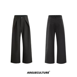 Relaxed Wide-Leg Embroidered Trousers | Avant-Garde - Dark Gray Trousers