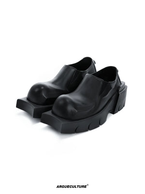 Black Cowhide Round-Toe Platform Derby Shoes | Slip-On - main image 1