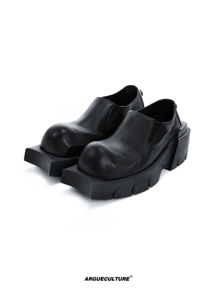 Black Cowhide Round-Toe Platform Derby Shoes | Slip-On - main image 1