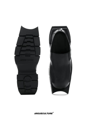 Black Cowhide Round-Toe Platform Derby Shoes | Slip-On - main image 2