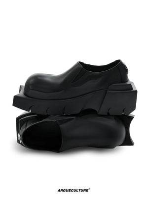 Black Cowhide Round-Toe Platform Derby Shoes | Slip-On - main image 3