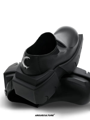 Black Cowhide Round-Toe Platform Derby Shoes | Slip-On - main image 5