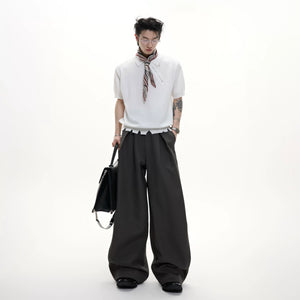 Embroidered Pleated Wide-Leg Trousers | Relaxed Fit - main image 4