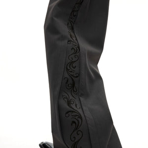 Embroidered Pleated Wide-Leg Trousers | Relaxed Fit - main image 5