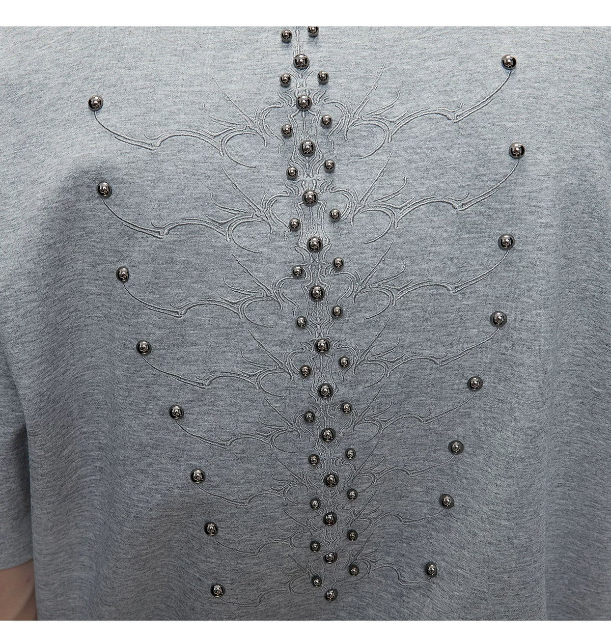 Slim-Fit Cotton Snake-Eye Spine Studded T-Shirt - description image 4