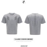 Slim-Fit Cotton Snake-Eye Spine Studded T-Shirt - Gray