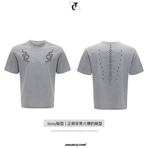 Slim-Fit Cotton Snake-Eye Spine Studded T-Shirt - Gray