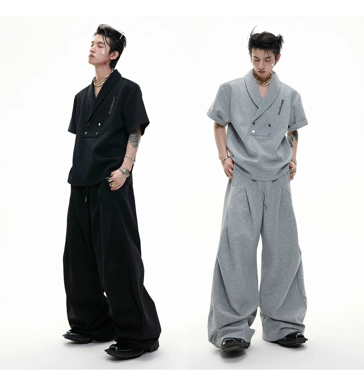V-Neck Structured Shirt and Trouser Set | Avant-Garde - description image 4