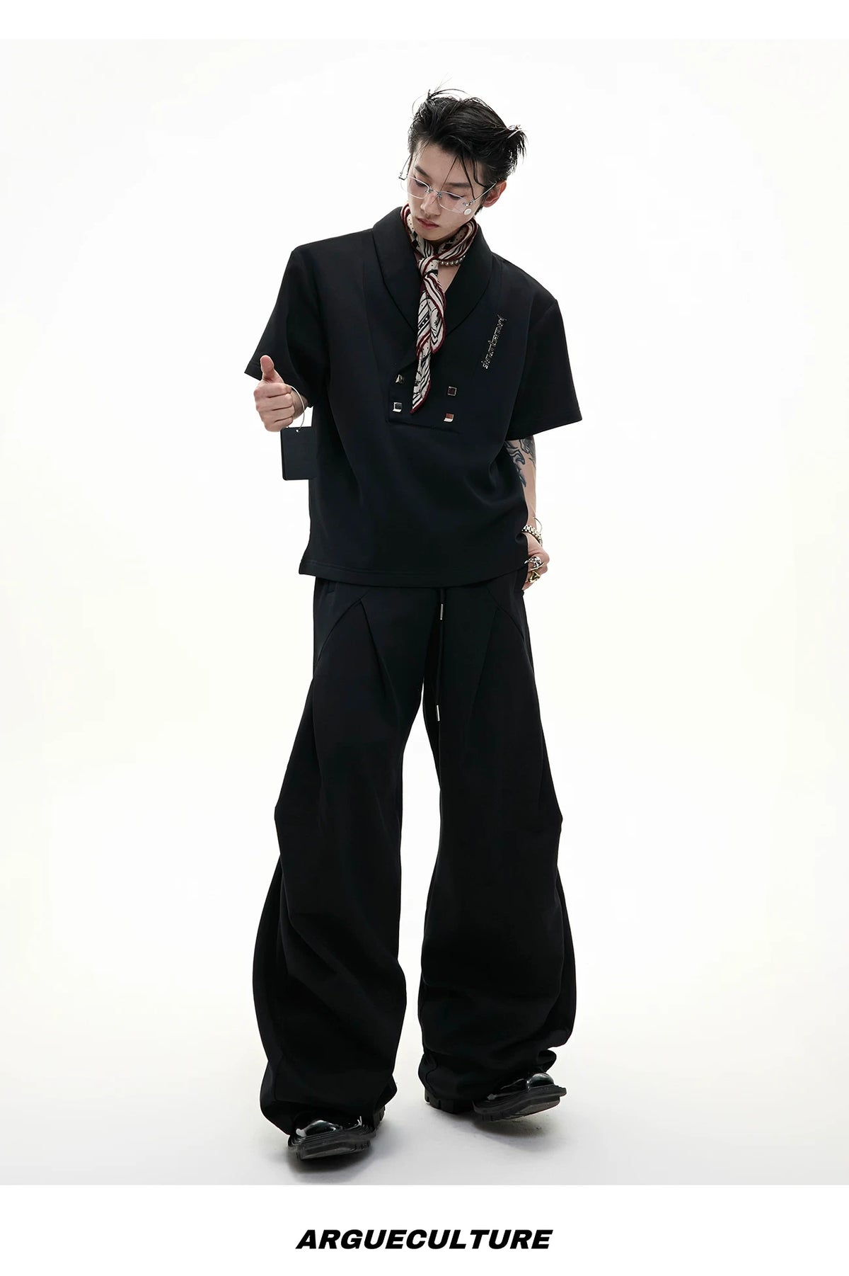 V-Neck Structured Shirt and Trouser Set | Avant-Garde - description image 14