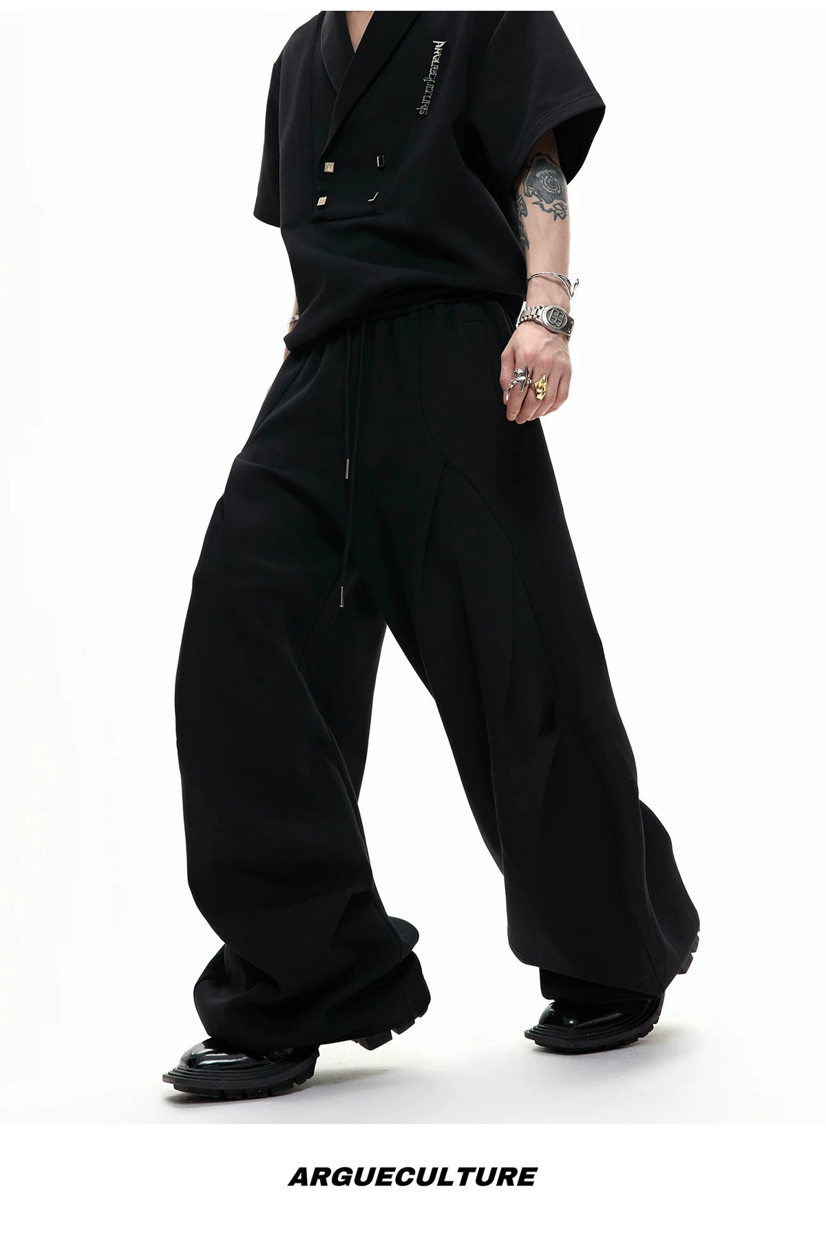V-Neck Structured Shirt and Trouser Set | Avant-Garde - description image 18