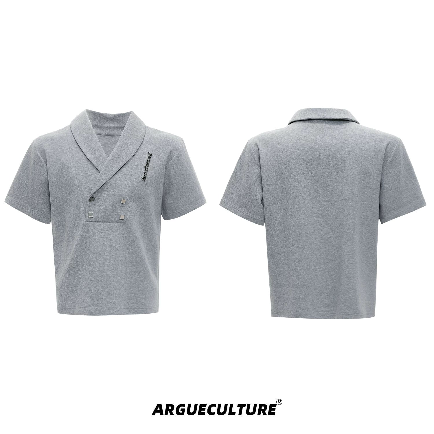 V-Neck Structured Shirt and Trouser Set | Avant-Garde - Charcoal Gray Jacket