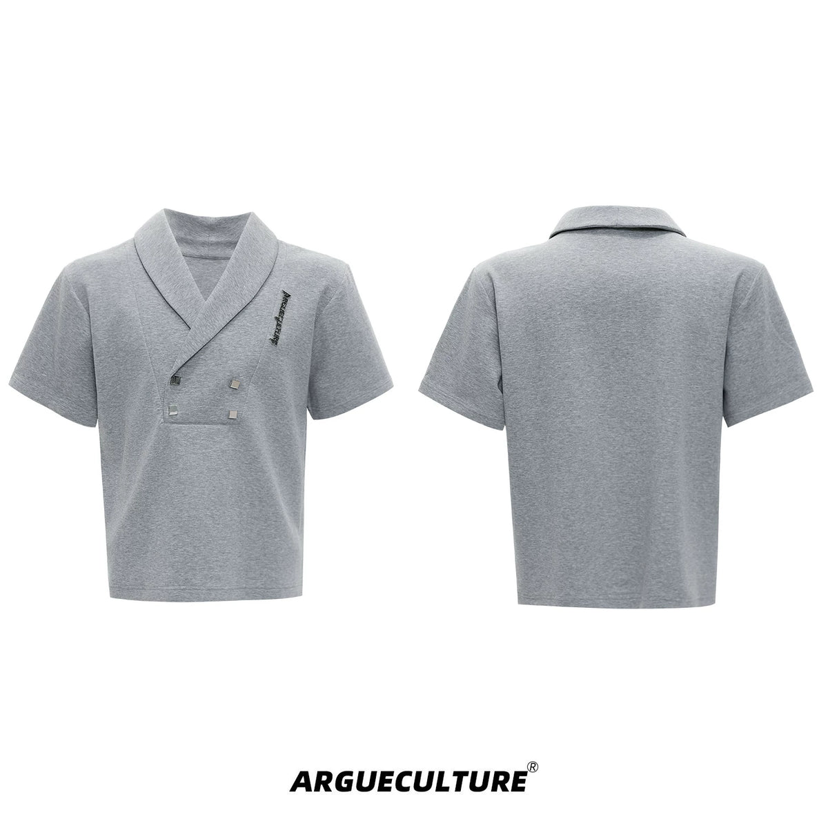V-Neck Structured Shirt and Trouser Set | Avant-Garde - Charcoal Gray Jacket