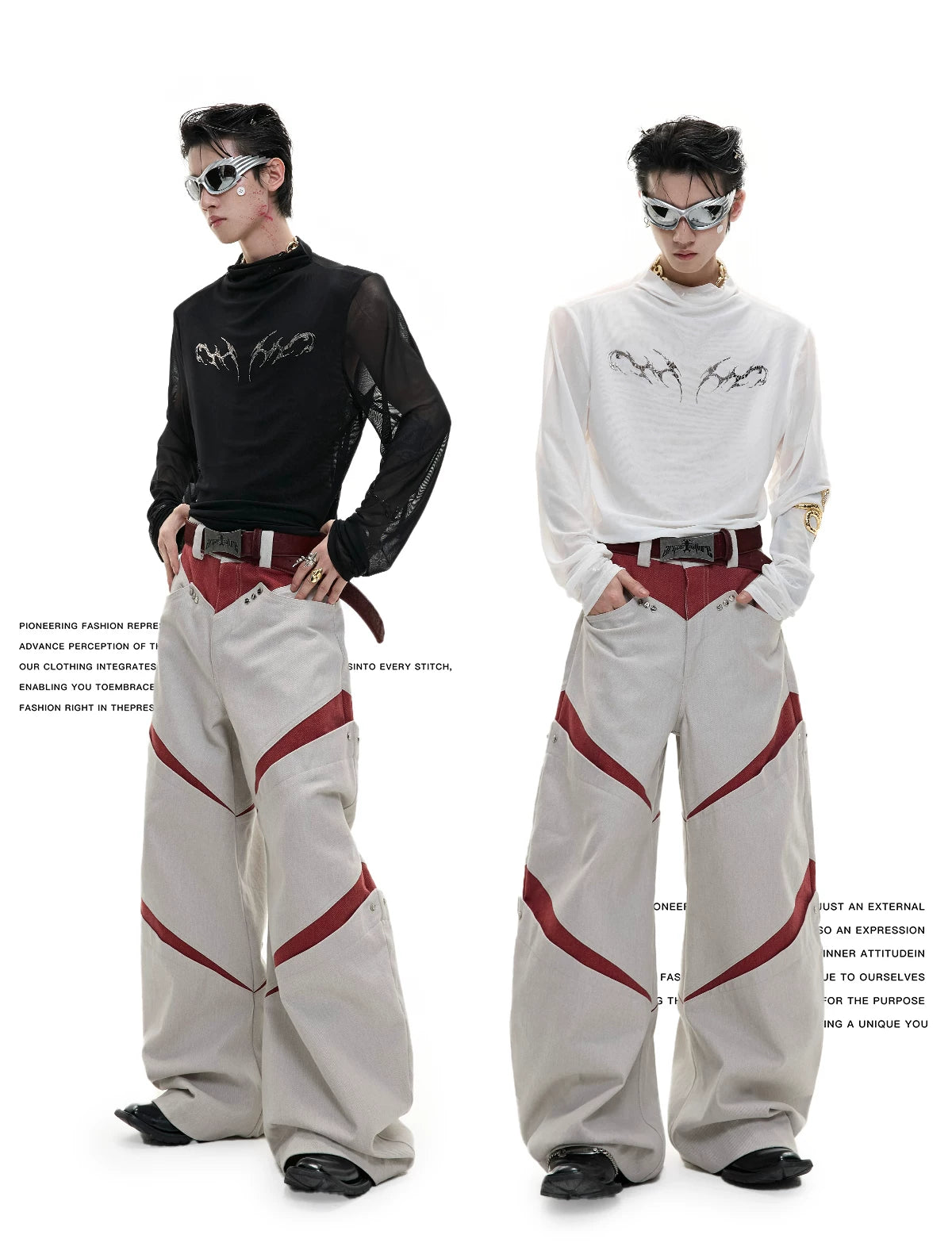 Embossed Mesh Long-Sleeve Tee in Polyester Blend - description image 2