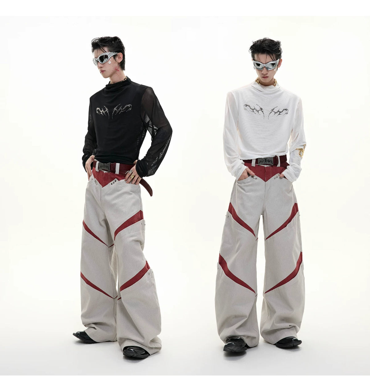 Embossed Mesh Long-Sleeve Tee in Polyester Blend - description image 4