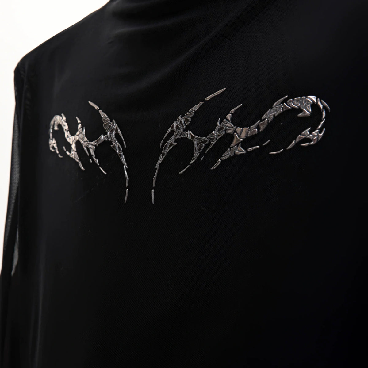 Embossed Mesh Long-Sleeve Tee in Polyester Blend - main image 4