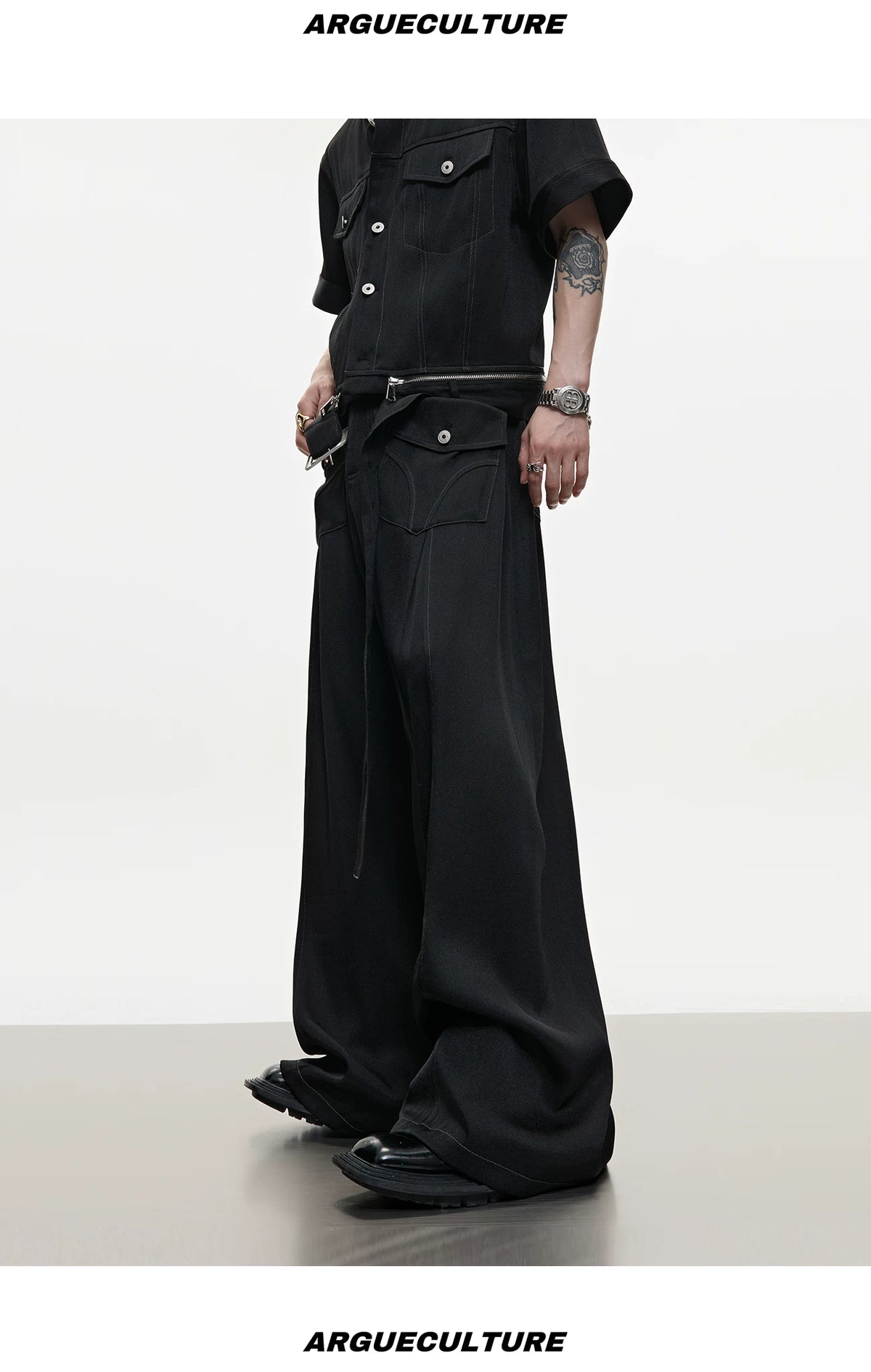 Pearl-Trimmed Distressed Denim Separates | Short Sleeve - description image 11
