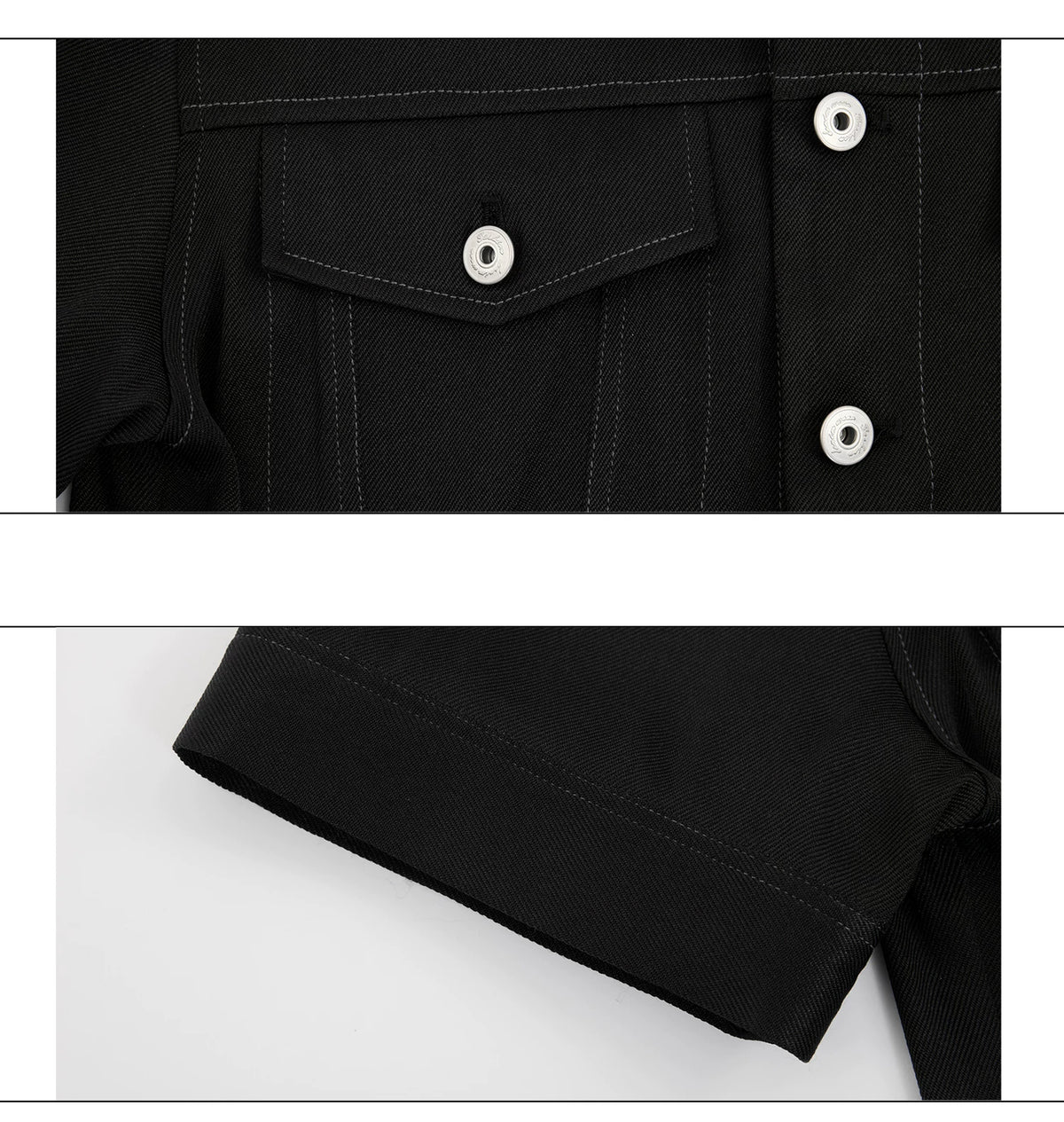 Pearl-Trimmed Distressed Denim Separates | Short Sleeve - description image 17