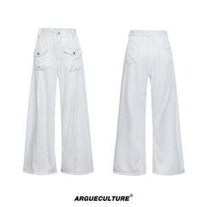 Pearl-Trimmed Distressed Denim Separates | Short Sleeve - White Bottoms