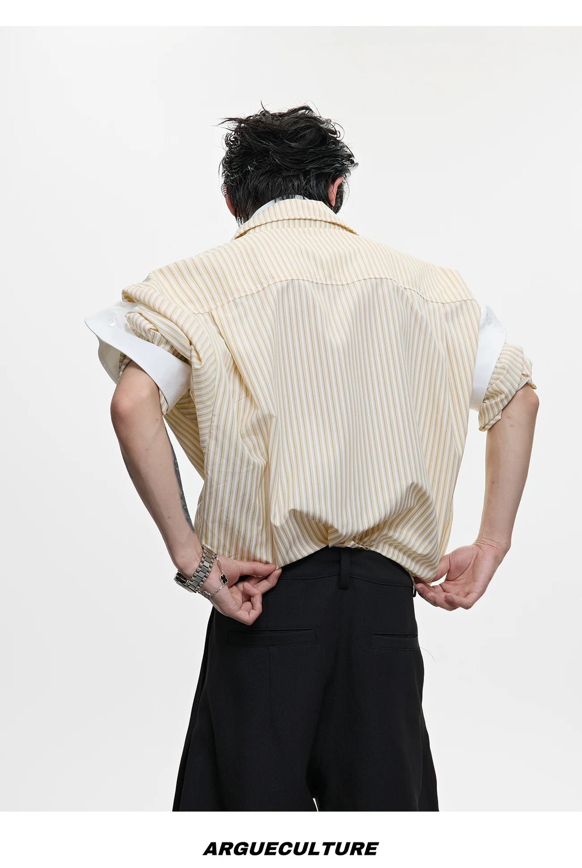 Layered Striped Short-Sleeve Shirt | Relaxed Fit - description image 9
