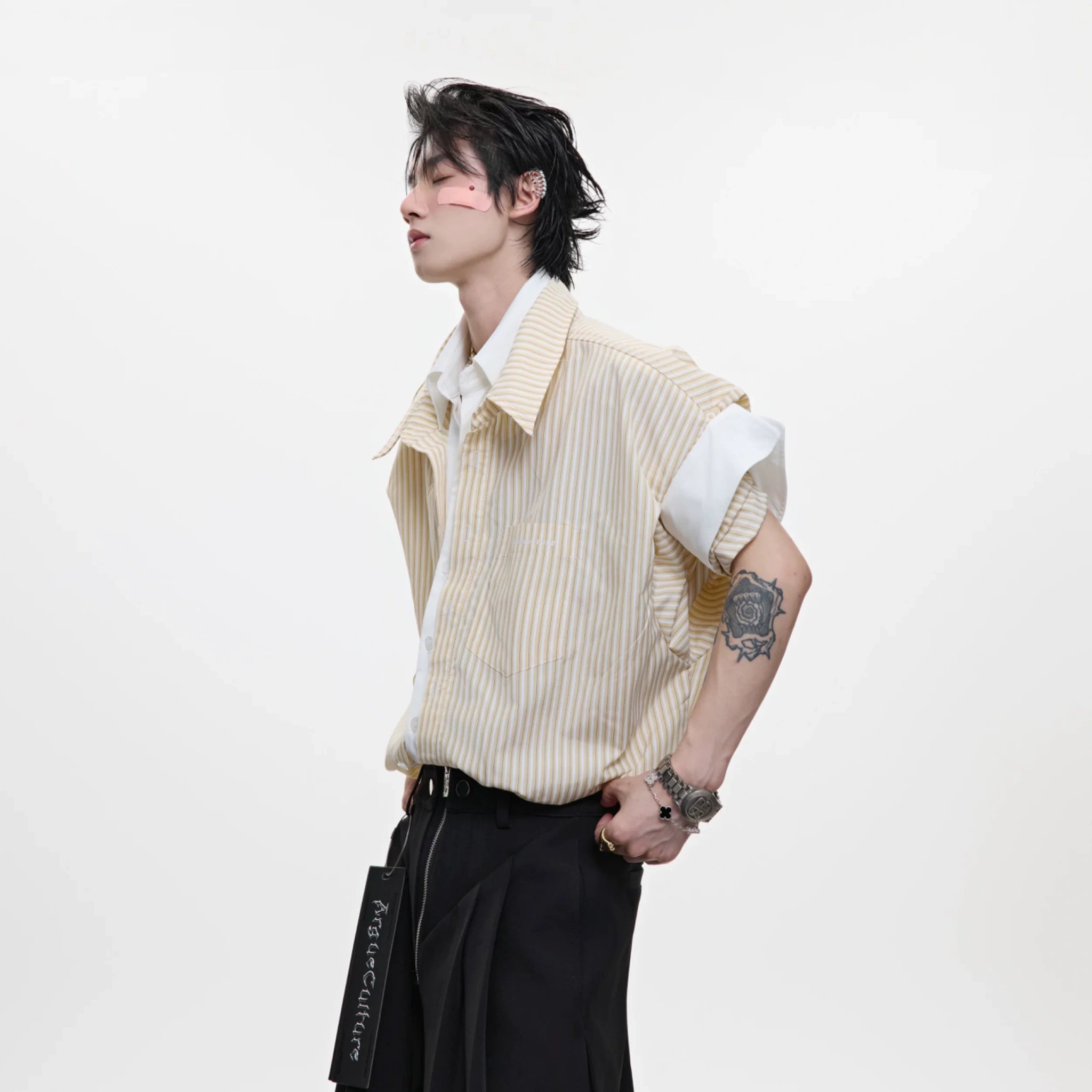 Layered Striped Short-Sleeve Shirt | Relaxed Fit - main image 5