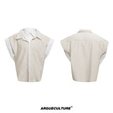 Layered Striped Short-Sleeve Shirt | Relaxed Fit - Light Yellow