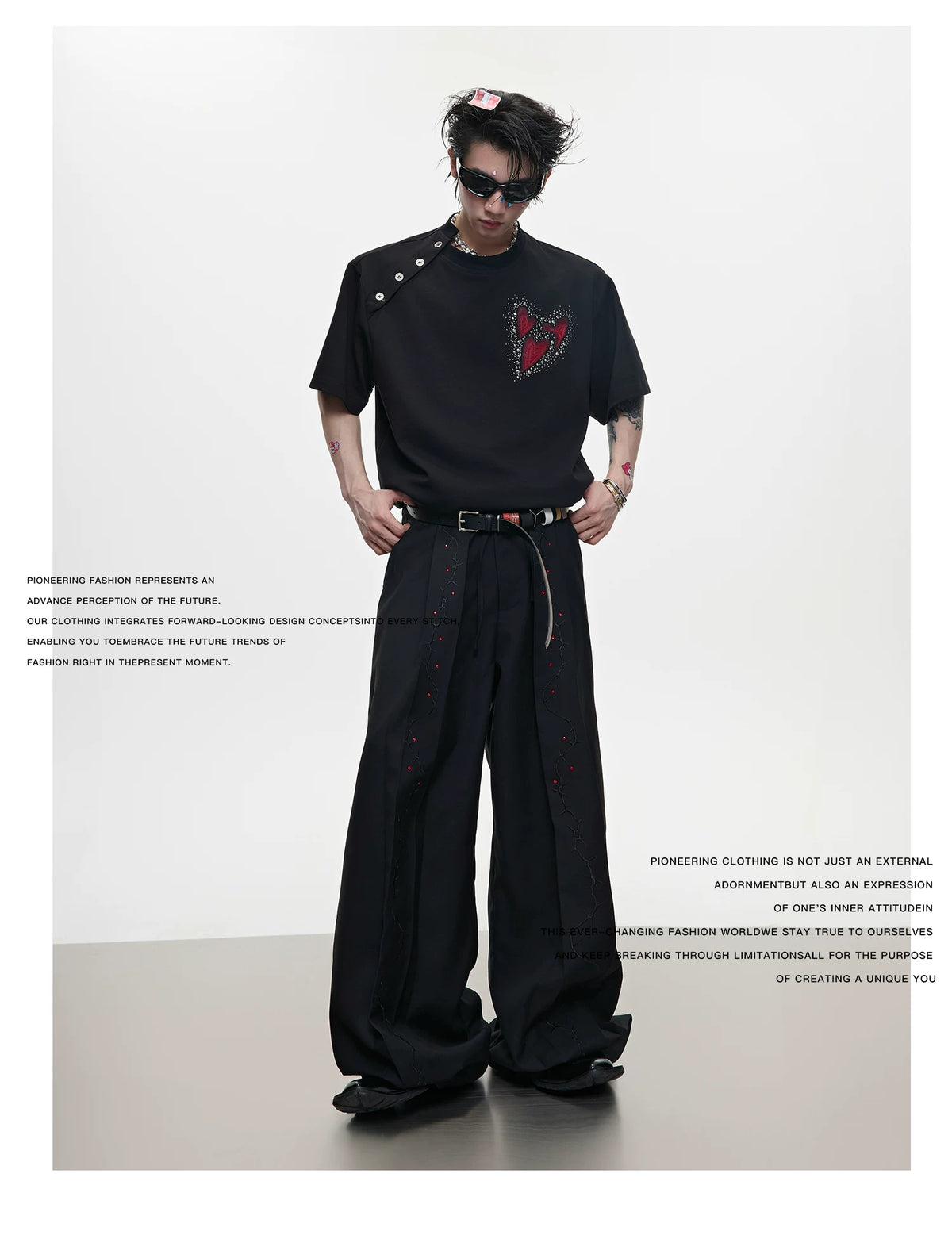 Irregular Neckline Cotton T-Shirt | Argue Culture - description image 2