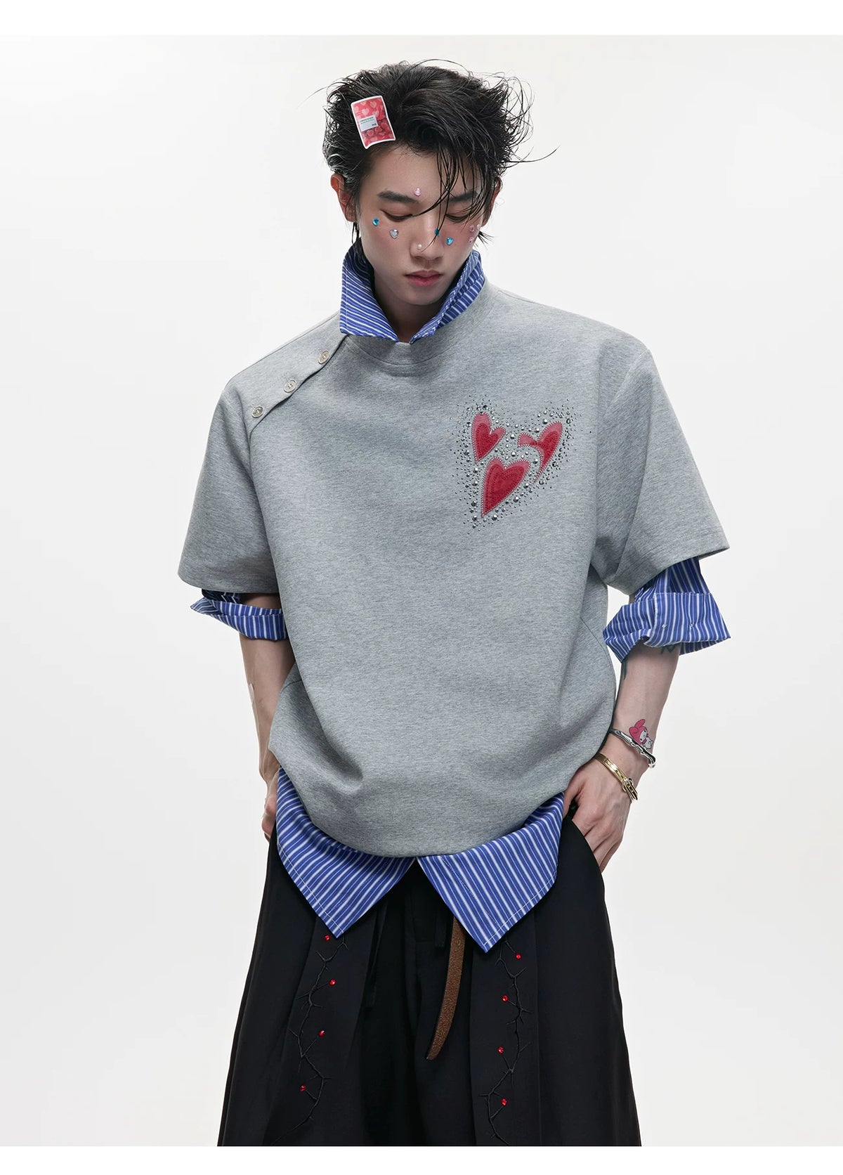 Irregular Neckline Cotton T-Shirt | Argue Culture - description image 5