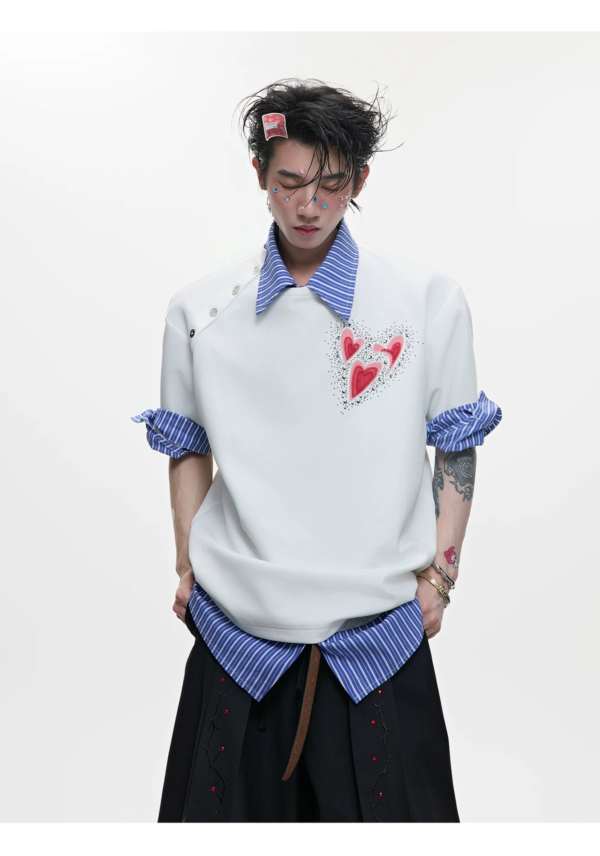 Irregular Neckline Cotton T-Shirt | Argue Culture - description image 7
