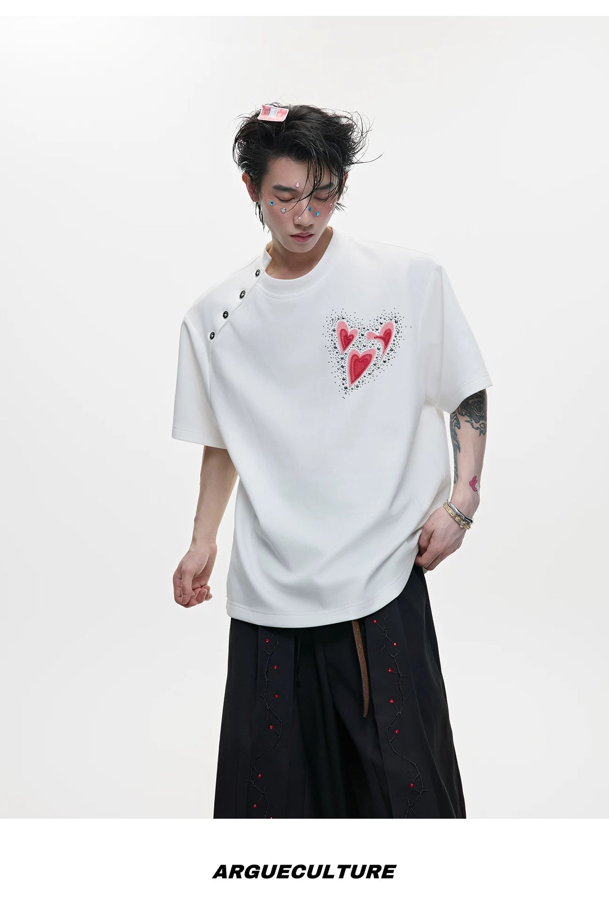 Irregular Neckline Cotton T-Shirt | Argue Culture - description image 9