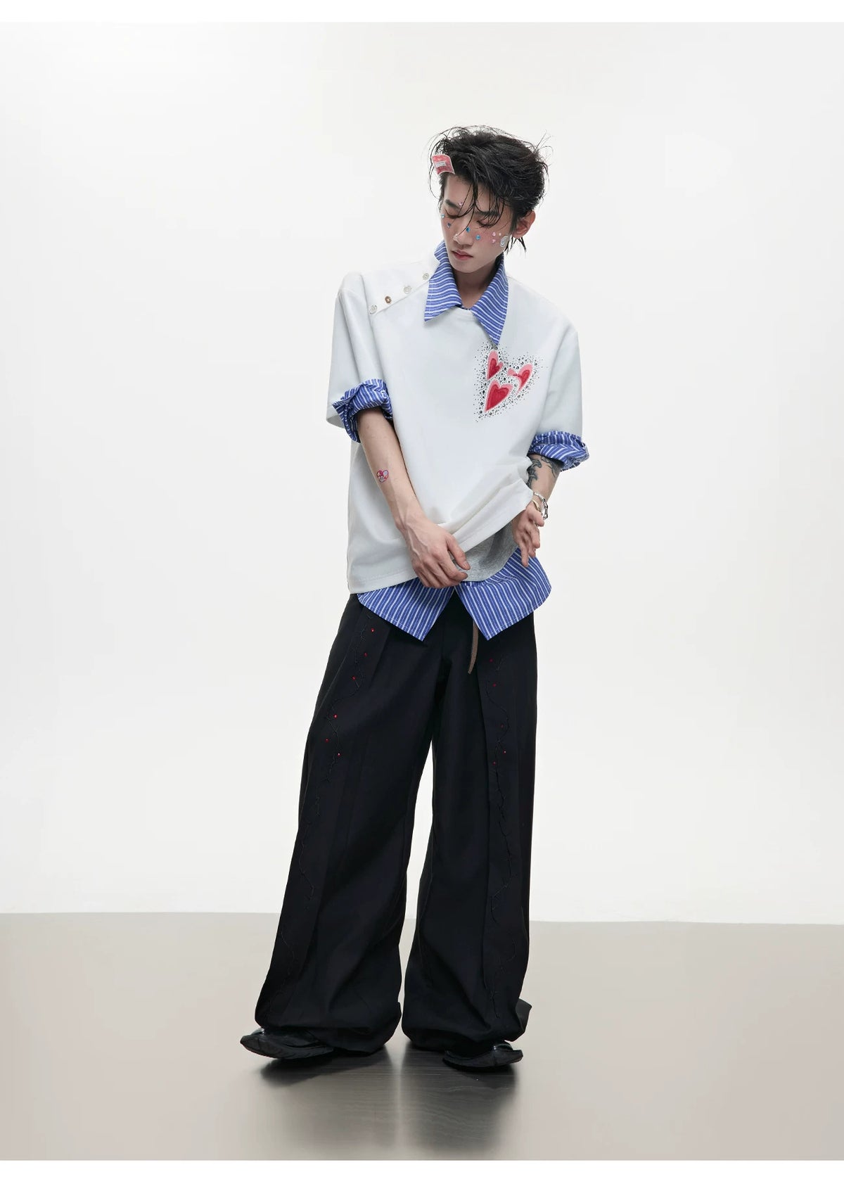 Irregular Neckline Cotton T-Shirt | Argue Culture - description image 10