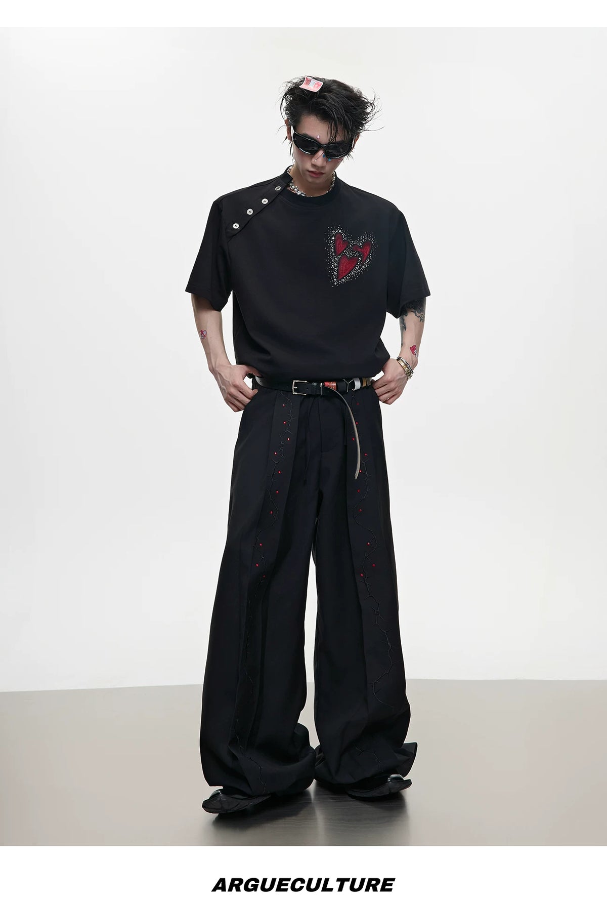 Irregular Neckline Cotton T-Shirt | Argue Culture - description image 12