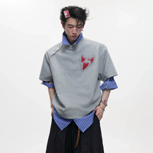 Irregular Neckline Cotton T-Shirt | Argue Culture - main image 1