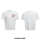 Irregular Neckline Cotton T-Shirt | Argue Culture - White