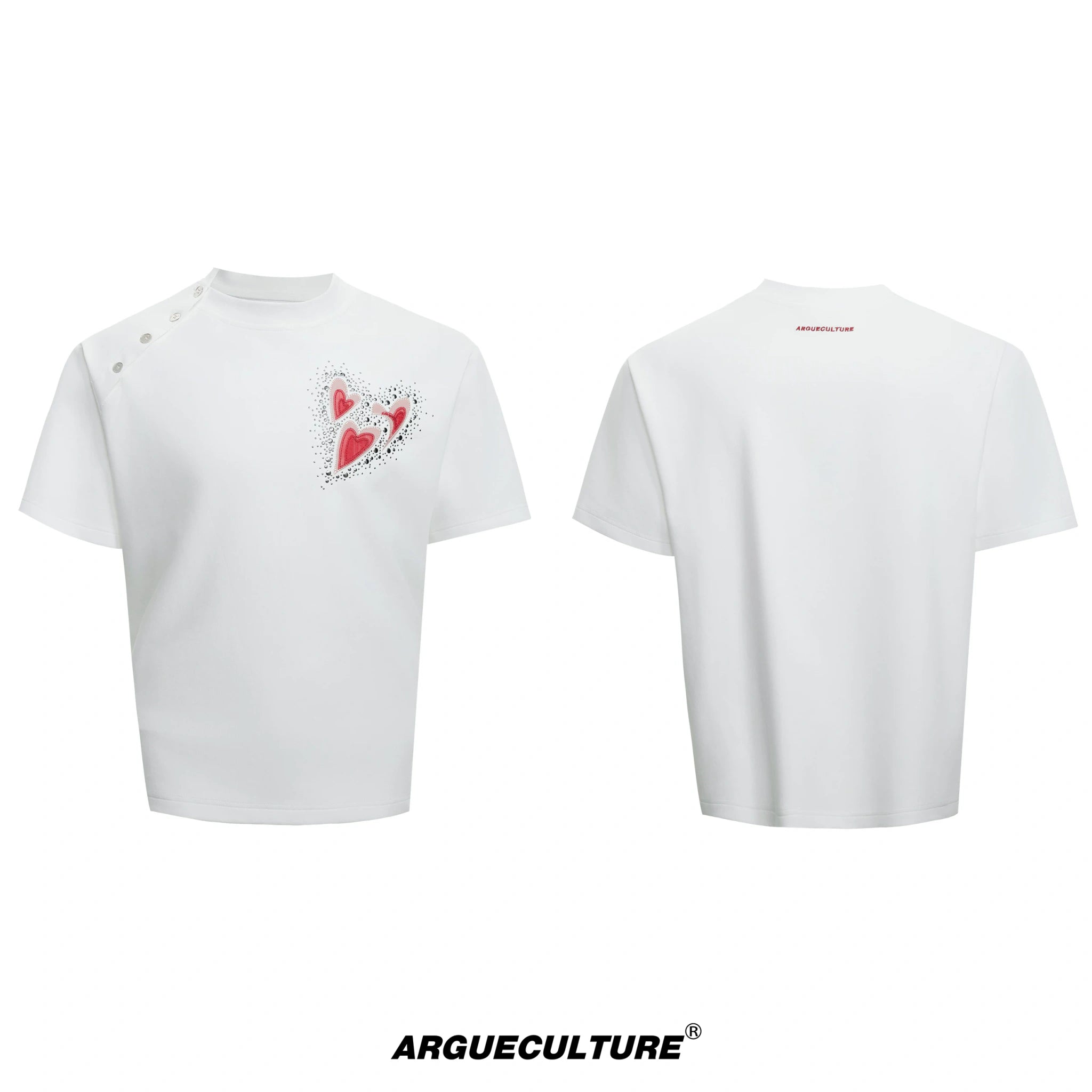 Irregular Neckline Cotton T-Shirt | Argue Culture - White