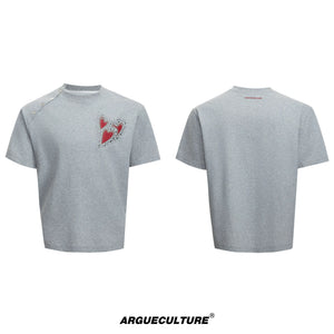 Irregular Neckline Cotton T-Shirt | Argue Culture - Gray