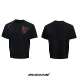 Irregular Neckline Cotton T-Shirt | Argue Culture - Black