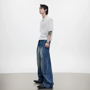 High-Waisted Embroidered Straight-Leg Cotton Jeans - main image 5