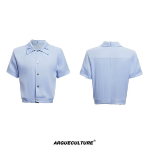 Cooling-Feel Short-Sleeve Set | Unisex Streetwear - Mist Blue Top