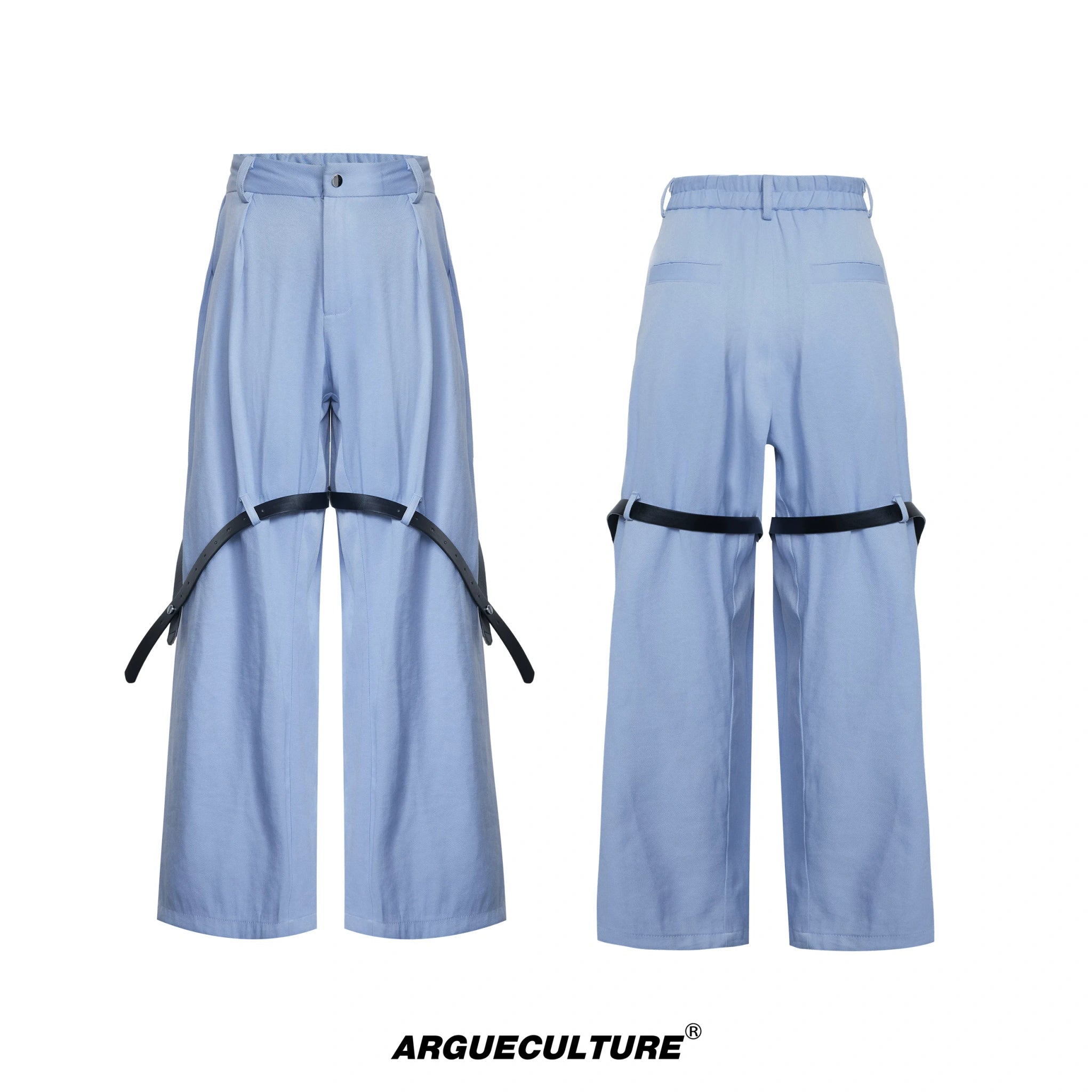 Cooling-Feel Short-Sleeve Set | Unisex Streetwear - Mist Blue Trousers