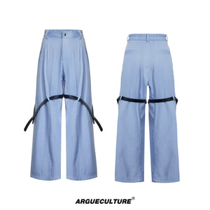 Cooling-Feel Short-Sleeve Set | Unisex Streetwear - Mist Blue Trousers