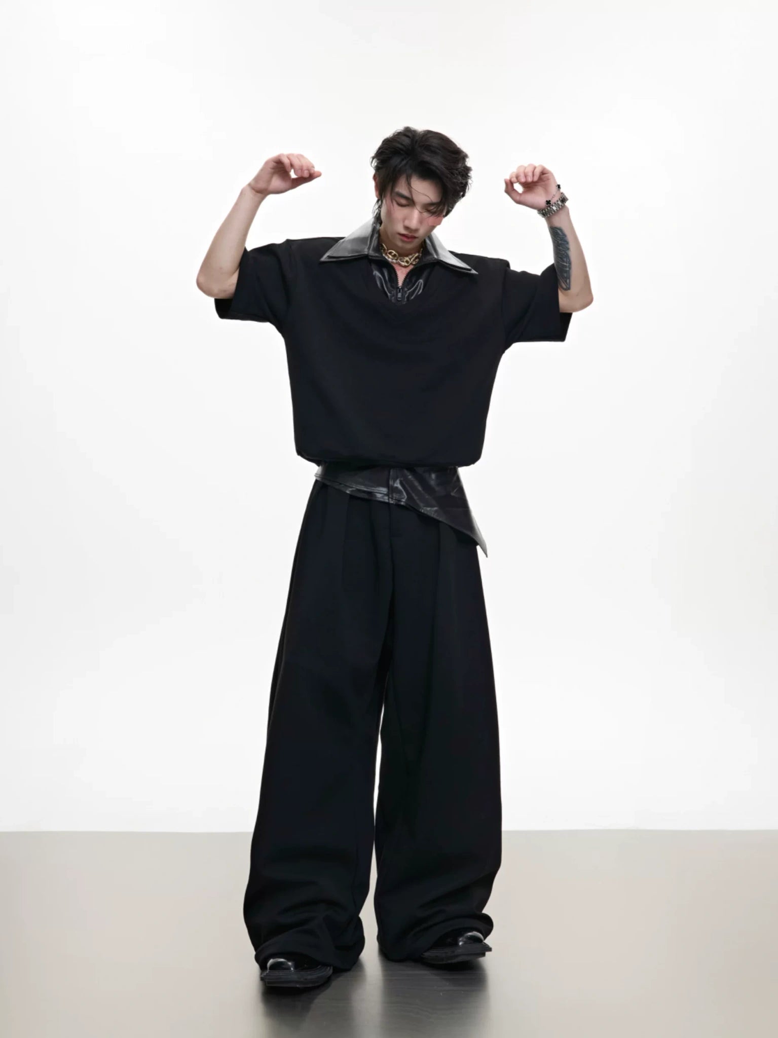 Double-Collar Short-Sleeve Set | Avant-Garde Streetwear - main image 2