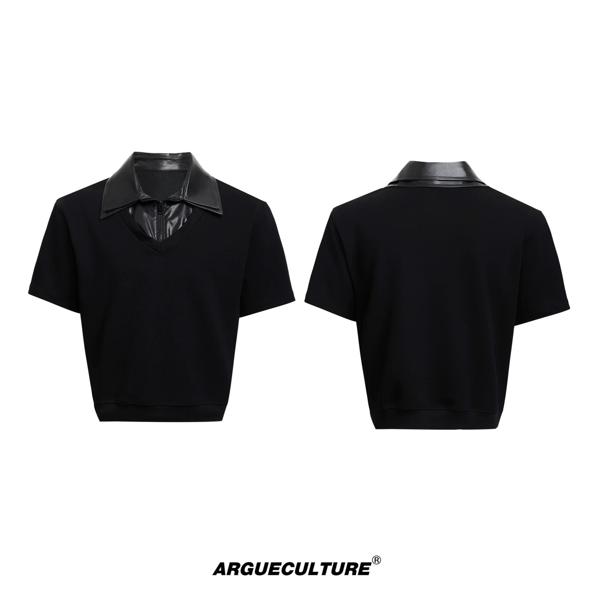 Double-Collar Short-Sleeve Set | Avant-Garde Streetwear - Black Jacket