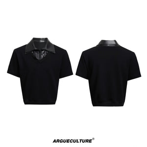 Double-Collar Short-Sleeve Set | Avant-Garde Streetwear - Black Jacket