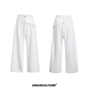 Double-Collar Short-Sleeve Set | Avant-Garde Streetwear - White Bottoms