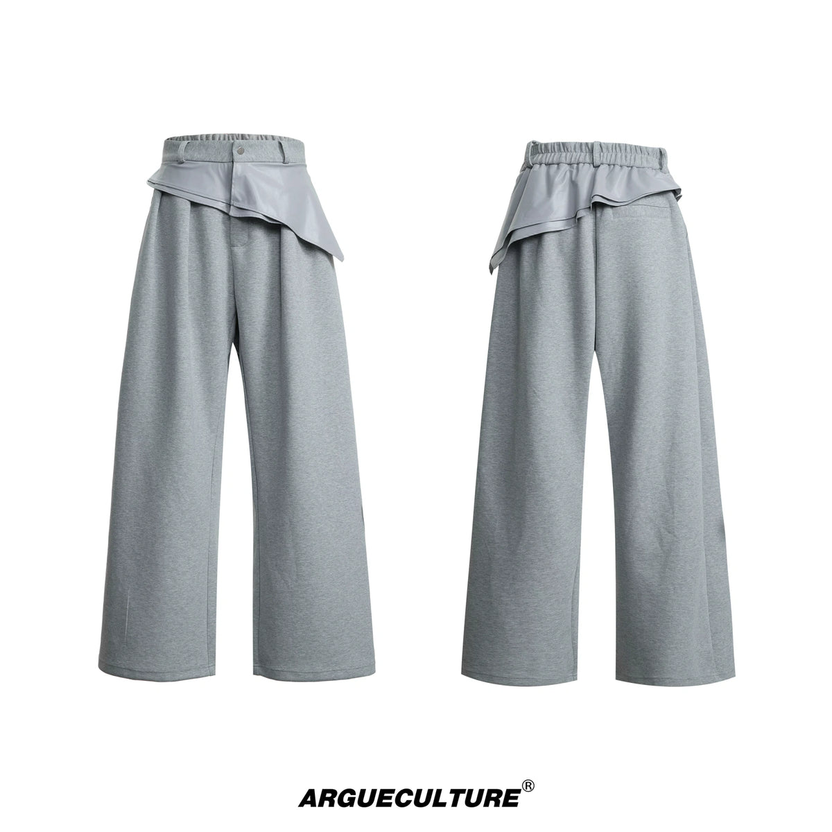 Double-Collar Short-Sleeve Set | Avant-Garde Streetwear - Gray Bottoms