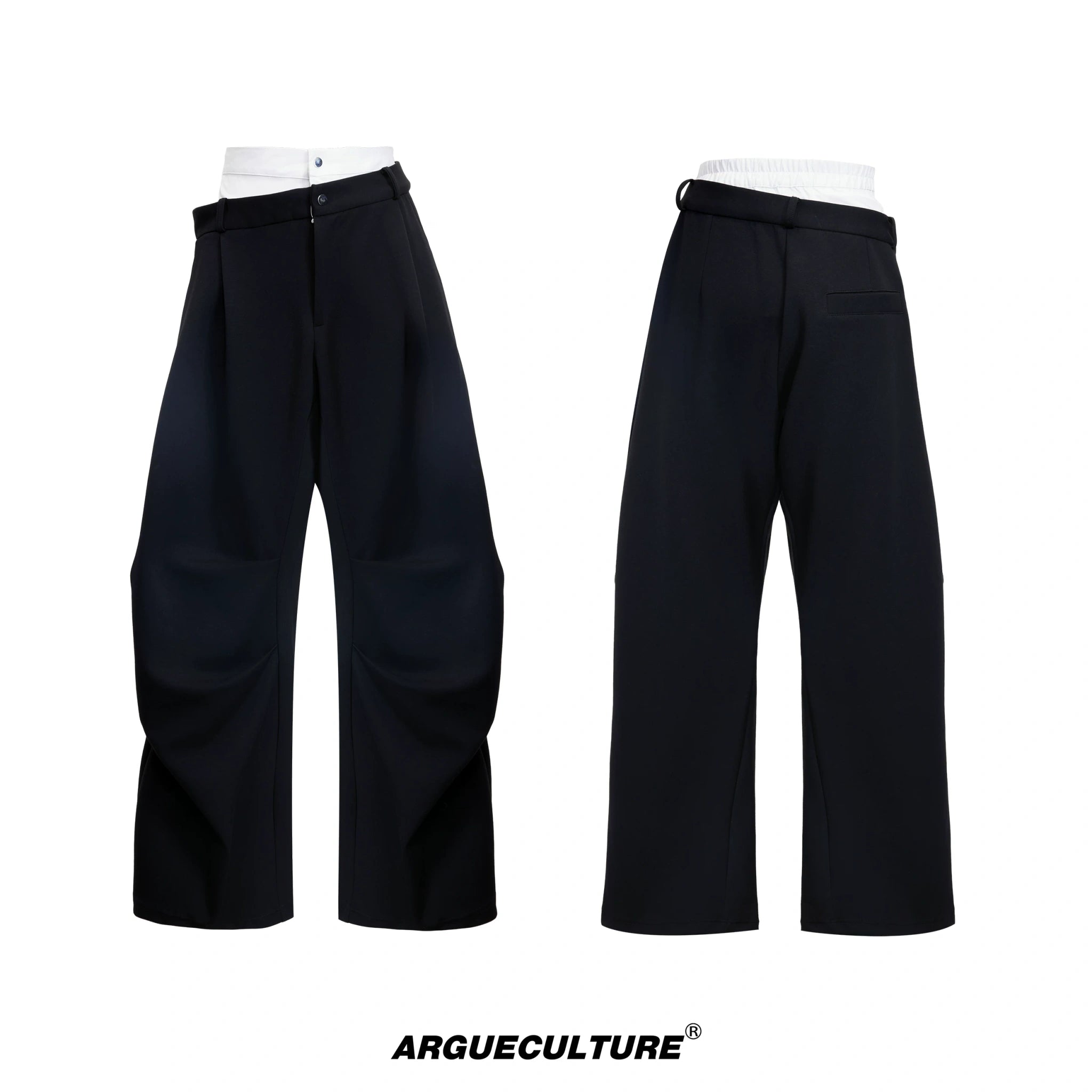 Color-Block Faux Two-Piece Hoodie Shirt Set for Men - Black Pants
