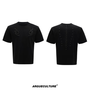 Studded Snake Spine Boxy T-Shirt | Argue Culture - Black