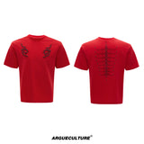 Studded Snake Spine Boxy T-Shirt | Argue Culture - Red
